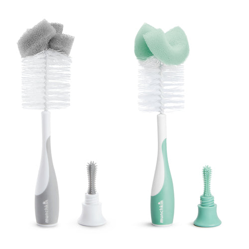Munchkin Flaskborste med Svamp 2st - Grå & Grön