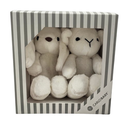 Carlo Baby Gift Set Med Vit Kanin & Lamm