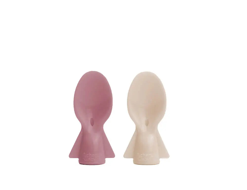 Cherub Baby Skedar Till Matpåsar/klämmisar 2 Pack - Rosa & Beige