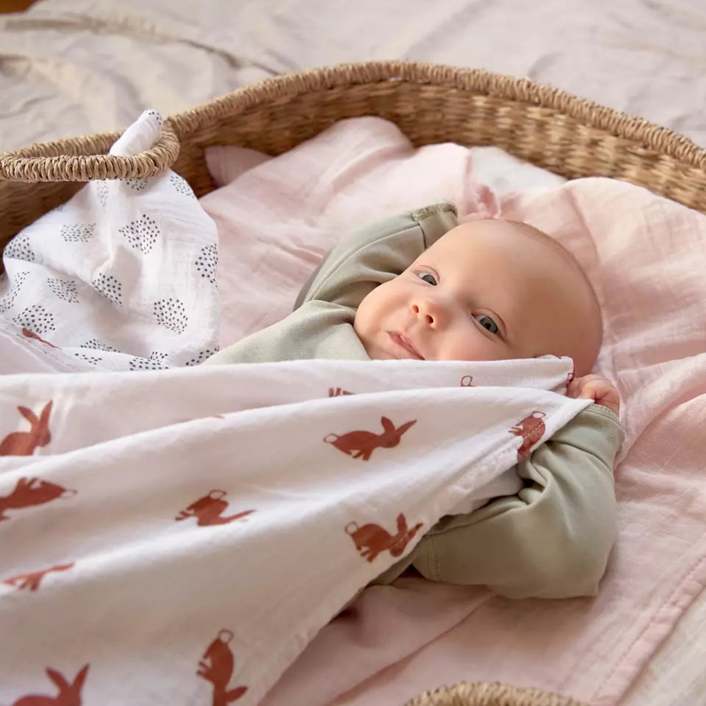 LÄSSIG Musselinfilt 3-pack (Storlek M) – Little Forest Kanin