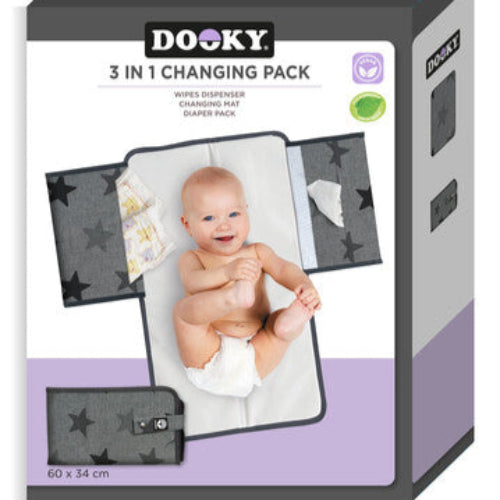 Dooky 3-i-1 Skötmatta – Grey Crowns