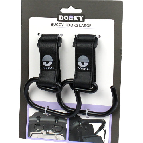 Dooky Barnvagnskrokar – 2-pack, Svart (Stora)