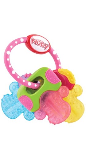 Nuby IcyBite Keys Bitring – Rosa/Blå/Gul – 3 månader+