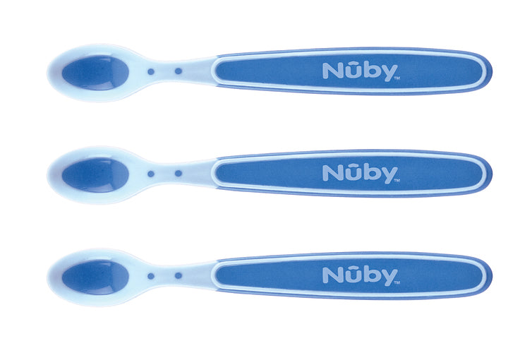 Nuby Soft Edge Hot Safe Skedar 3-pack – Blå (+3 månader)