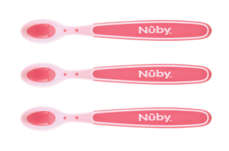 Nuby Soft Edge Hot Safe Skedar 3-pack – Rosa (+3 månader)