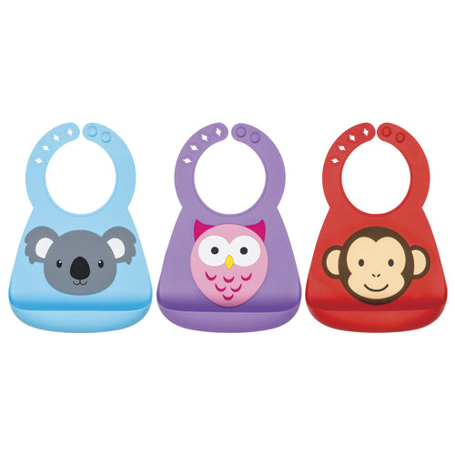 Nuby 1pk Silicone Bib Animal Print