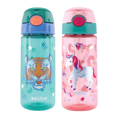 Nuby Sugrörsmugg med Glitter – Tiger & Unicorn – 540 ml