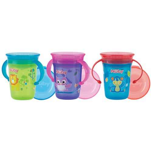 Nuby Twin Handle 360° Wonder Cup Print 240 ml +6m