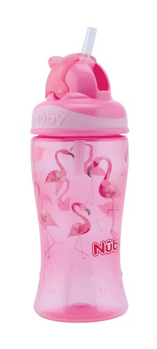 Nuby Flip It Cup – Rosa Flamingo, 360 ml (från 12 månader)