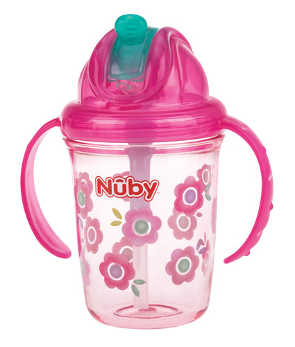 Nuby Pipmugg med Handtag Tritan – Rosa Blomma 240 ml +12m