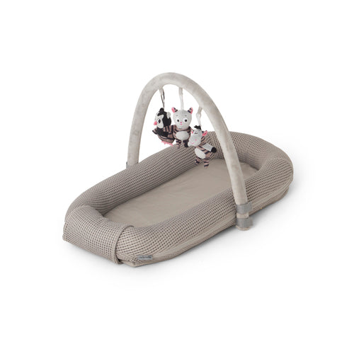 Carlo Baby Nest Grey Waffled with Play Arch and 3 Toys