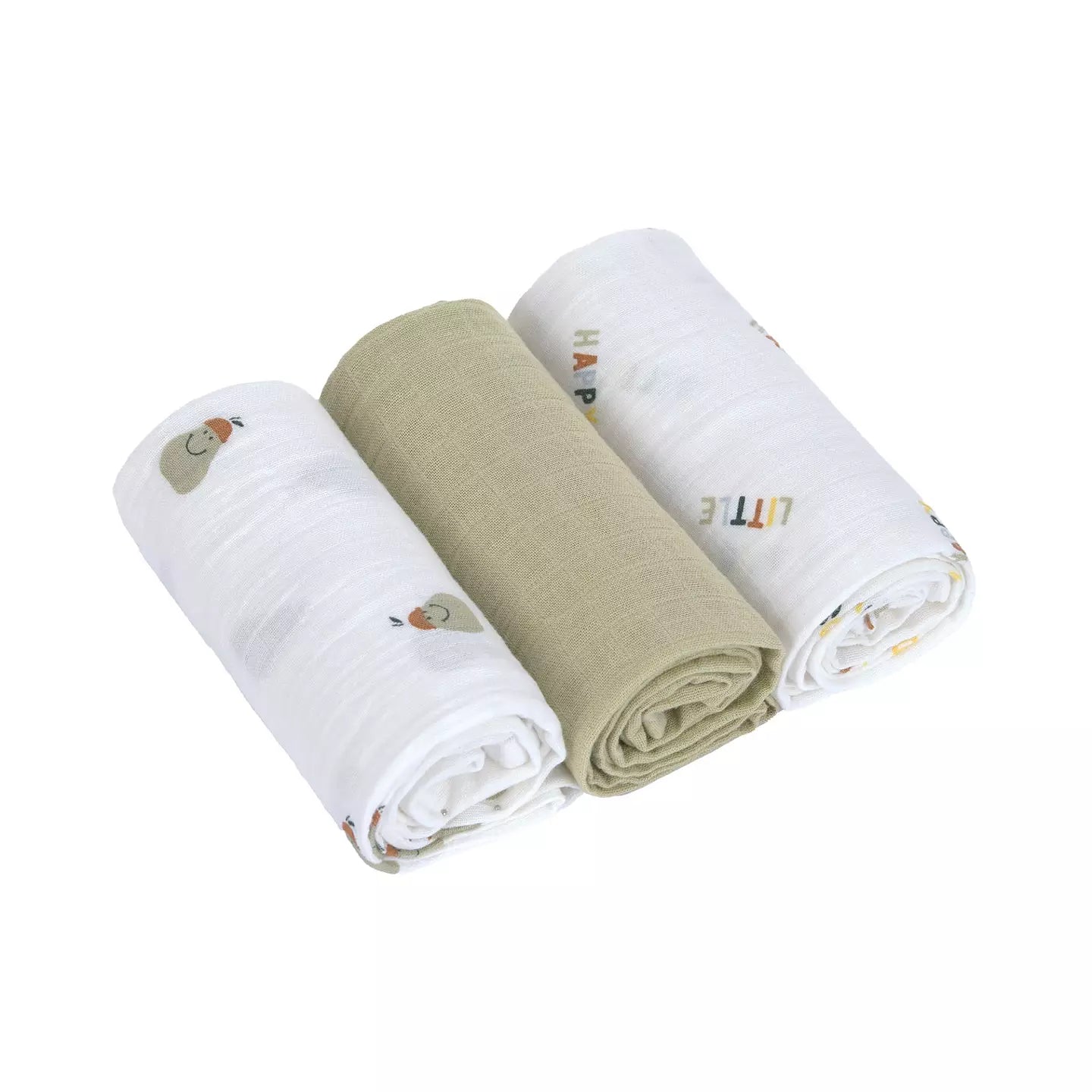 LÄSSIG Swaddle &amp; Burp Blanket M GOTS – Happy Fruits Pear