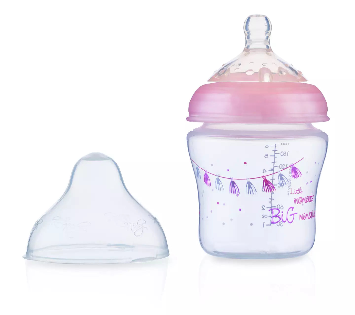 Nûby Nappflaska Little Moments 0m+ 180ml - Rosa