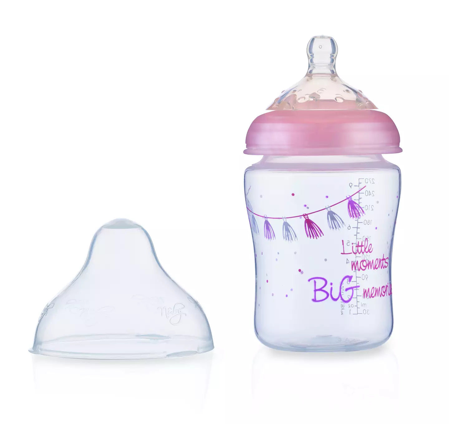 Nûby Nappflaska Little Moments 0m+ 270ml - Rosa