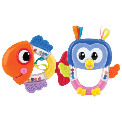 Nuby Rattle Pals Bitring – Fisk eller Uggla – 3 månader+